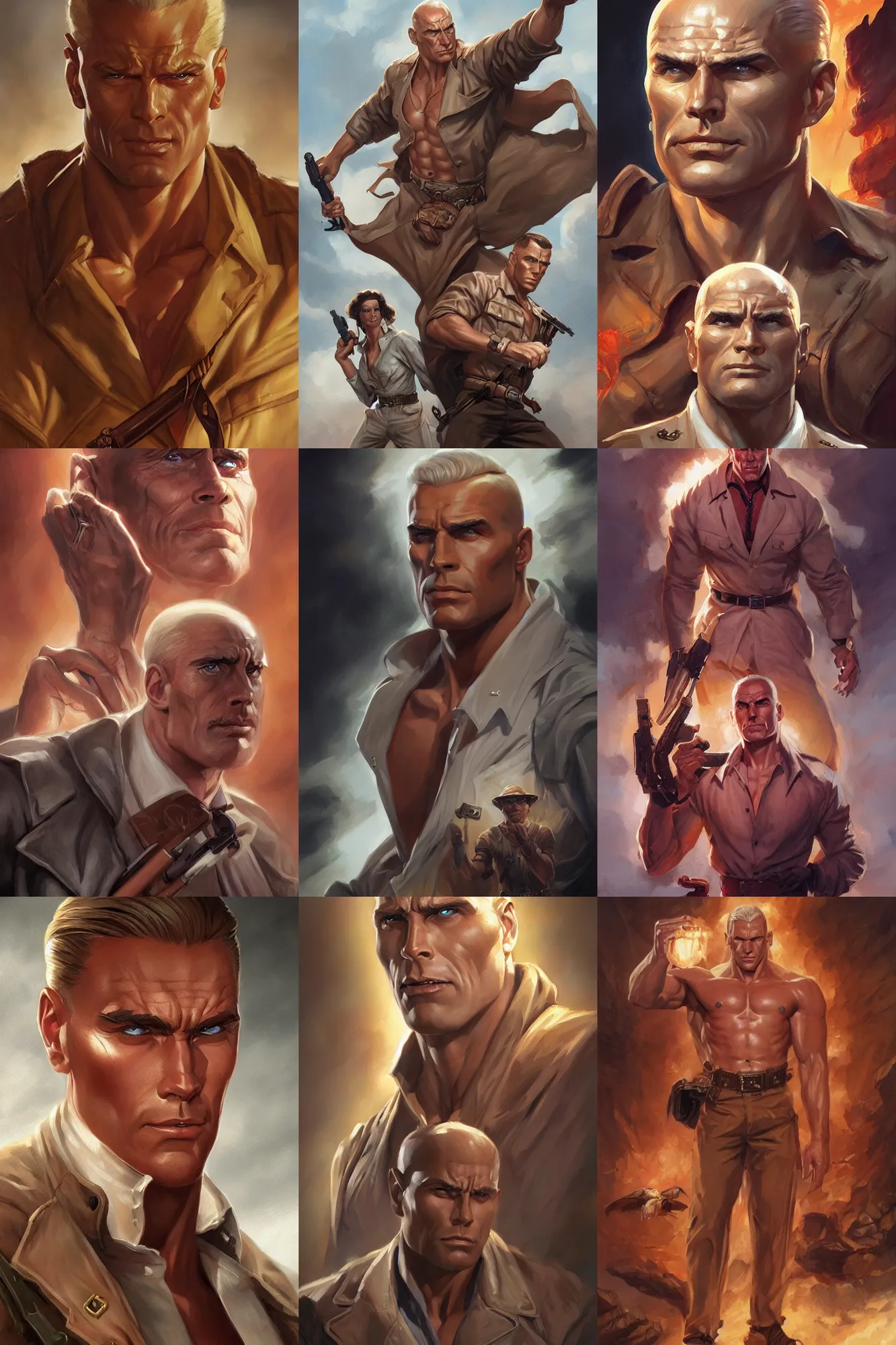 Image similar to doc savage, D&D, fantasy, portrait, highly detailed, digital painting, trending on artstation, concept art, sharp focus, illustration, art by artgerm and greg rutkowski and magali villeneuve