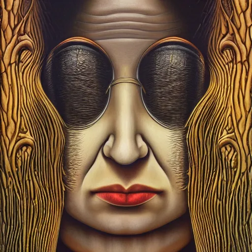 Image similar to monalisa by jacek yerka, alex gray, zdzisław beksiński, dariusz zawadzki, jeffrey smith and h.r. giger, oil on canvas, 8k highly professionally detailed, trending on artstation