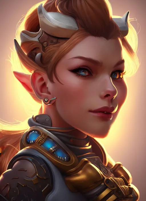 Image similar to lovely brigitte from overwatch, fantasy, fantasy art, character portrait, portrait, close up, highly detailed, scifi art, intricate detail, amazing detail, sharp focus, vintage fantasy art, vintage sci - fi art, radiant light, trending on artstation, caustics, by qichao wang