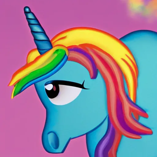 Image similar to an unicorn as a pixar character, high details