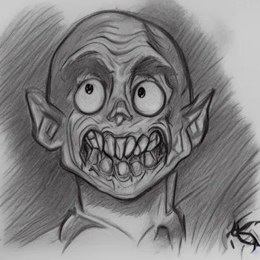 Prompt: a milt kahl pencil sketch a lllovecraftian zombie horror loomis