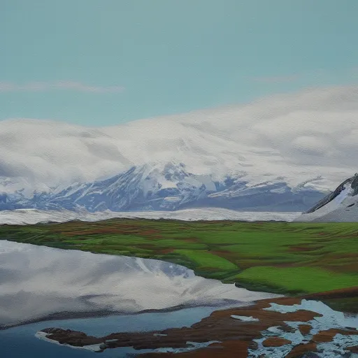 Image similar to a painting by icelandic artist Eggert Pétursson, highly detailed, 4k