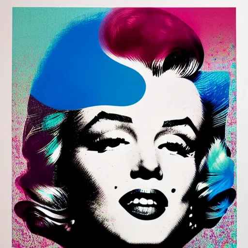 Image similar to marilyn monroe by james jean detailed screen print