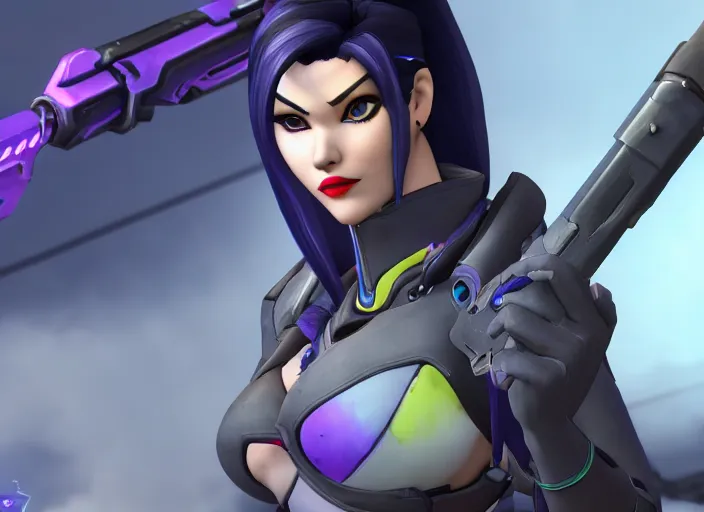 Prompt: widowmaker, overwatch, 4 k, screenshot, high detailed