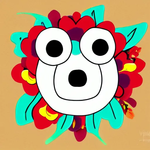 Prompt: flower monster head, detailed, cartoon illustration