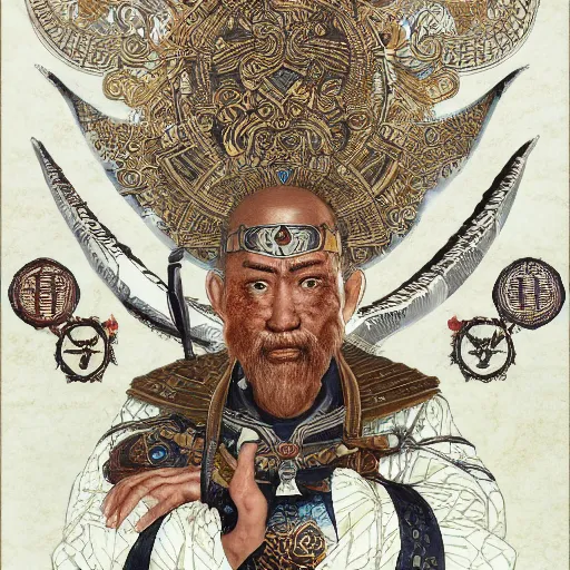 Prompt: yurunu, he rules over wisdom and knowledge. his symbol is a scroll. highly detailed and intricate 8 k concept fantasy art illustration