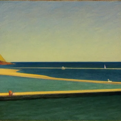 Prompt: the bay by Edward hopper