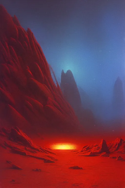 Image similar to otherworldly atmosphere of an alien planet by arthur haas and bruce pennington and john schoenherr, cinematic neon lights matte painting, 8 k realistic, stormy weather, dark moody colors