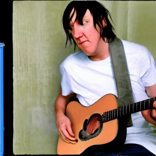 Image similar to elliott smith using a computer, ultra realistic, 8 k, photorealistic