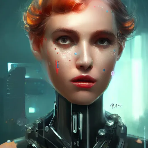 Prompt: Betty the Android Electronic Beautiful Prototype Fork Robot android sensors core torso clamps hands arms legs antenna chains chassis engines vents head face portrait portrait portrait Futuristic Portrait Wearing Boots and a Nanotech Swimsuit Ross Tran Jordan Grimmer Ilya Repin C. M. Kosemen Youtube Video 4k Artstation
