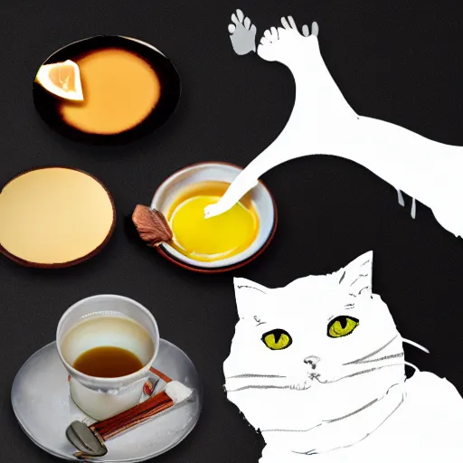 Prompt: you have your cup of scalding souchong, your taper's waxen drop, your cat's paw, the clove