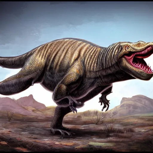 Image similar to modern accurate paleo art of a tyrannosaurus