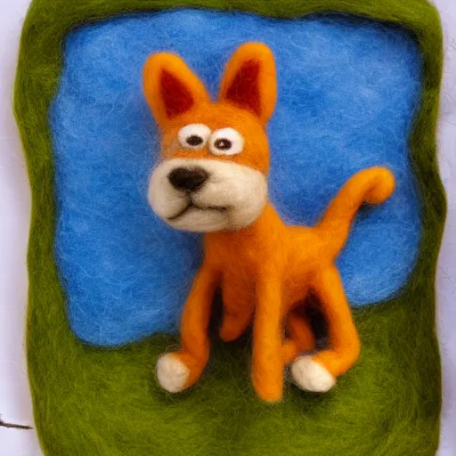 Image similar to a needle felting of Scooby Doo, 4K image, highly detailed.