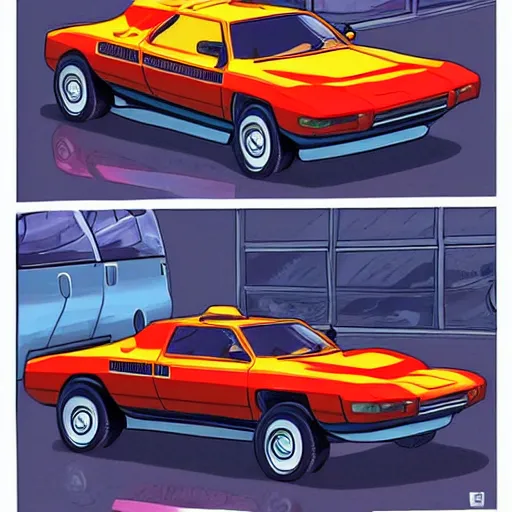 Prompt: akira art style retrofuturism car concept