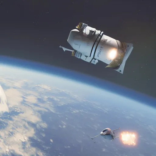 Image similar to shrek flying in a spacex ship, cinematic lighting, detailed, sharp focus