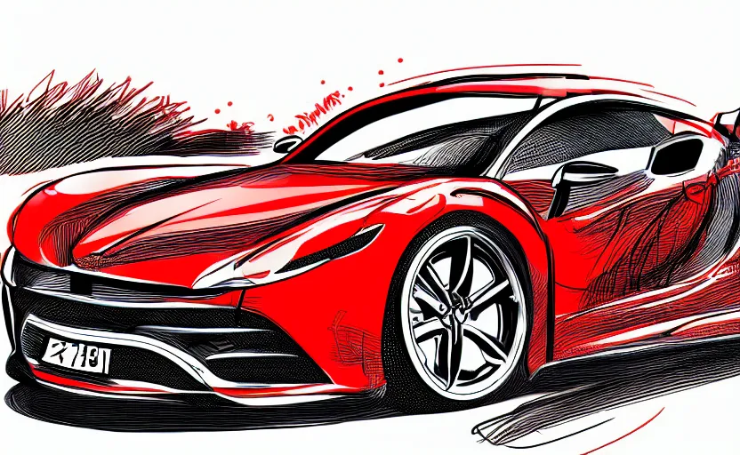 Image similar to Red Hot European Style Sports Car, Cartoon, Caricature, Vector Illustration Pro Vector, 8k