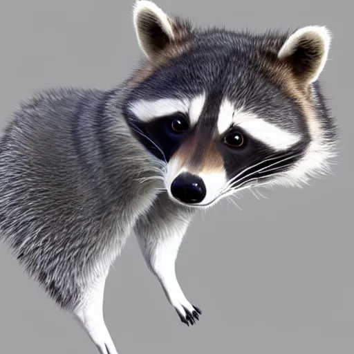 Image similar to low polygon render of a raccoon on a white background, isometric 3 d, ultra hd