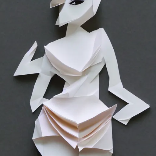 Image similar to a sensual girl made of folded paper,