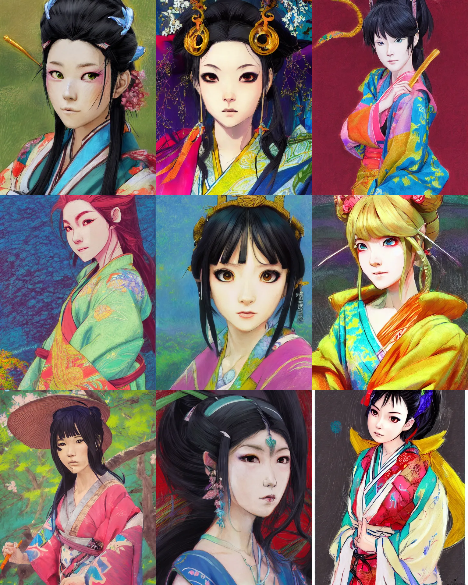 Prompt: A painterly oil pastel anime portrait of Ssunbiki as a beautiful woman wearing a kimono from Skyrim, by Stanley Artgerm Lau, WLOP, Rossdraws, James Jean, Andrei Riabovitchev, Marc Simonetti, and Sakimichan, large brush, low detail, trending on artstation; STYLE: IMPRESSIONISM