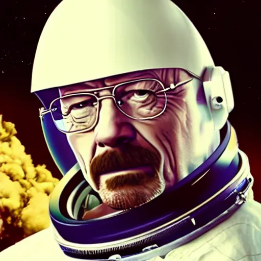 Image similar to Walter White as an astronaut outside a space station, 4k detailed, very very well detailed image 5, 8k