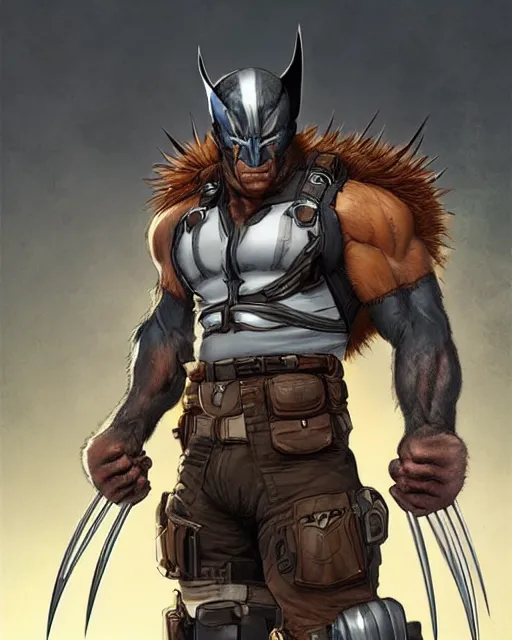 Prompt: Wolverine in Lobas Apex Legends armor character digital illustration portrait design by, Mark Brooks and Brad Kunkle detailed, gorgeous lighting, wide angle dynamic portrait
