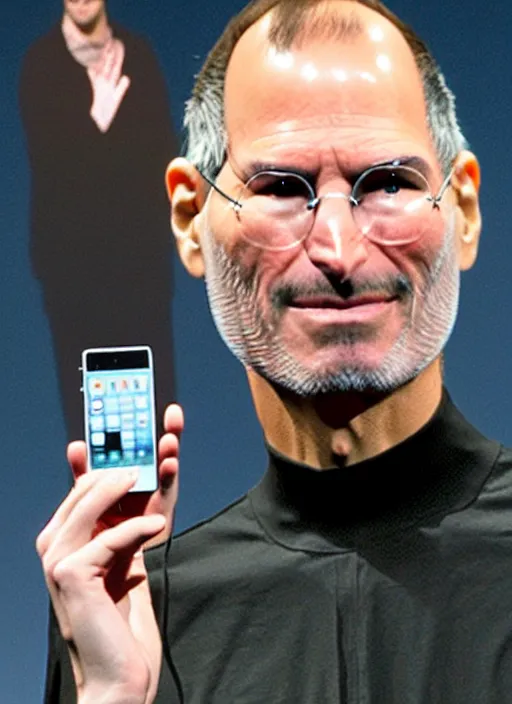 Image similar to steve jobs revealing the iphone at wwdc, manga 8 k, color, by katsuhiro otomo and hiroya oku and makoto yukimura