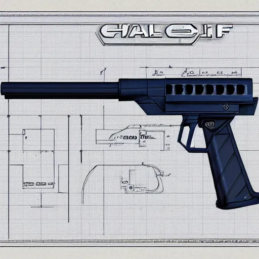 Prompt: halo pistol blueprint