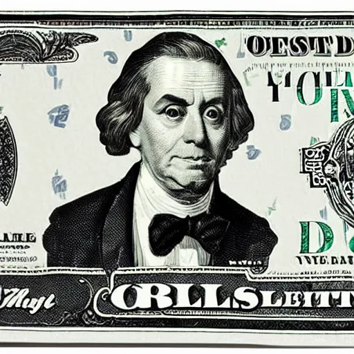 Image similar to dollar bill with mr. beans portrait