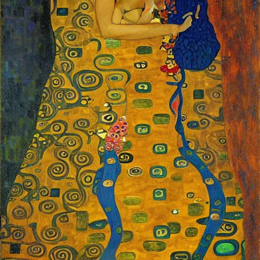 Image similar to dragon sitting comfortably painting by gustav klimt