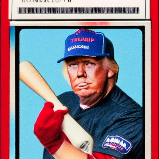 Image similar to baseball card of donald trump with team called american traitors with russia flag