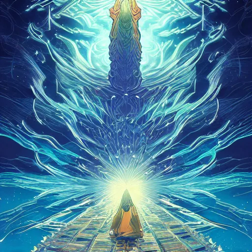 Prompt: the second coming of the dao, by dan mumford and yusuke murata and makoto shinkai and ross tran, cosmic, heavenly, god rays, intricate detail, cinematic, 8 k, cel shaded, unreal engine, featured on artstation, pixiv