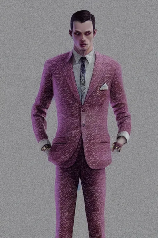 Prompt: a scene with a character wearing a super detailed muted color diy! suit with fluo details, vivienne westwood!, detailed photoreal render octane render, pointillism, full body