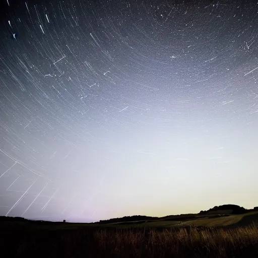 Image similar to A detailed portrait of catharsis personified. Long exposure shot of the stars out in the country