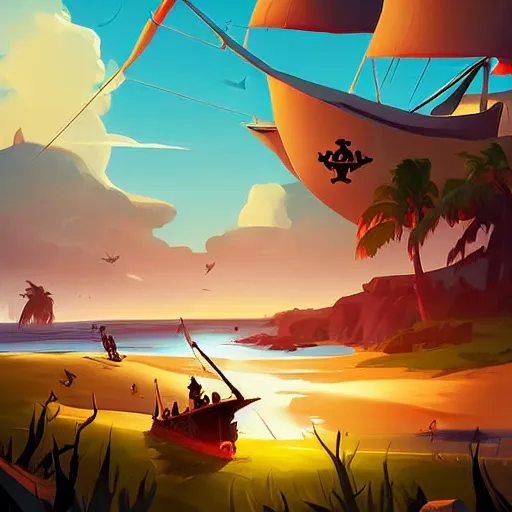 Image similar to painting treasure on sea of thieves game smooth median photoshop filter cutout vector, behance hd by jesper ejsing, by rhads, makoto shinkai and lois van baarle, ilya kuvshinov, rossdraws global illumination