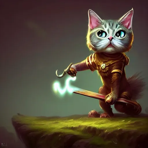 Image similar to super cute fantasy cat warrior 3D concept art by gediminas Pranckevicius, anthropomorphic, glowing effect, ornate, dynamic, centered, sharp focus, beautiful detailed, face very realistic, Game Art!!, hyper detailed, no background, cartoon, cinematic, raytrace, Trend on artstation, C4D