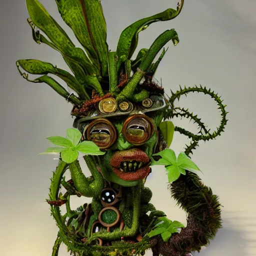 Image similar to steampunk Audrey 2 plant from little shop of horrors in real life, ultra detailed, 8k resolution, ultrarealistic