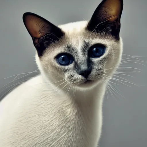 Prompt: siamese cat wearing a white shirt