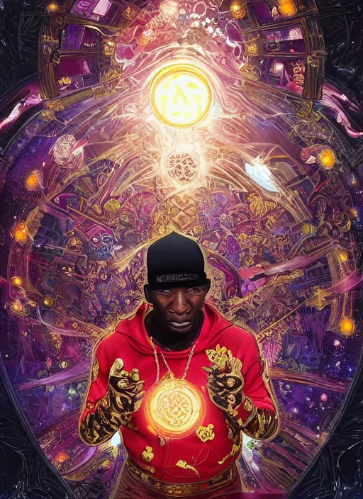 Prompt: grand master flash clapping above his head surrounded by starlight, moon behind, chinese fantasy, intricate complexity, elegant, hyper detailed, scattered diffusion, ultra definition, photoreal, artstation, unreal engine rendered, concept art, smooth, sharp focus, illustration, art by artgerm and pendleton ward and alphonse mucha and garis edelweiss
