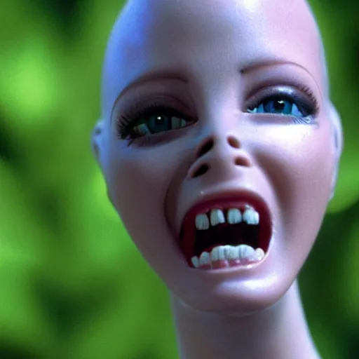 Image similar to real life barbie screaming face, alien 3