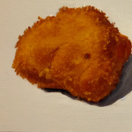 Prompt: A painting of a chicken nugget