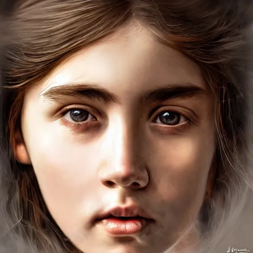 Image similar to high quality, high detail, expressive portrait by juan francisco casas, hd, beautiful eyes and full of love, photorealistic lighting