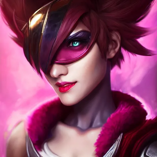 Image similar to portrait of Vi from League of Legends, by Fortiche Studio, by Riot Games, from Netflix's Arcane, trending on artstation,fine details, realistic shaded, fine-face, painted texture, pretty face