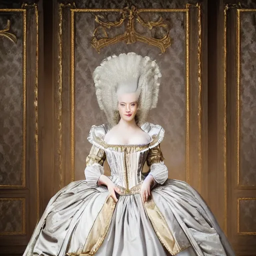 Image similar to marie antoinette in versailles, wow 4 k detail fantasy, matte painting, realistic materials, photo realistic, postprocessing, cinematic, hyperrealistic, studio lighting, ekaterina, the tudors, photography by richard jenkins