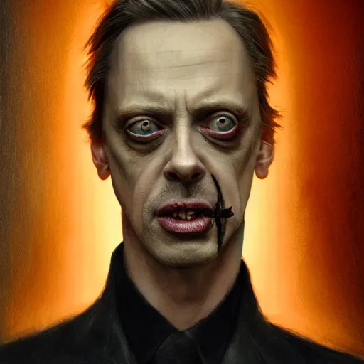 Prompt: hyperrealistic mixed media image of Steve Buscemi as a vampire, stunning 3d render inspired art by István Sándorfi and Greg Rutkowski, perfect facial symmetry, realistic, highly detailed attributes and atmosphere, dim volumetric cinematic lighting, 8k octane extremely hyper-detailed render, post-processing, masterpiece,