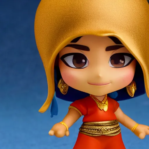 Image similar to side view of a pixar aladdin as nendoroid in touareg's clothes, side view, 8 k hd dof, kodak film,