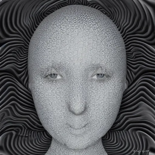 Image similar to Photorealistic image of a woman's portrait from the mandelbulb pattern