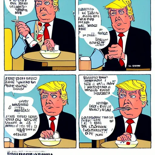 Image similar to donald trump eating nuclear missiles, by chris ware