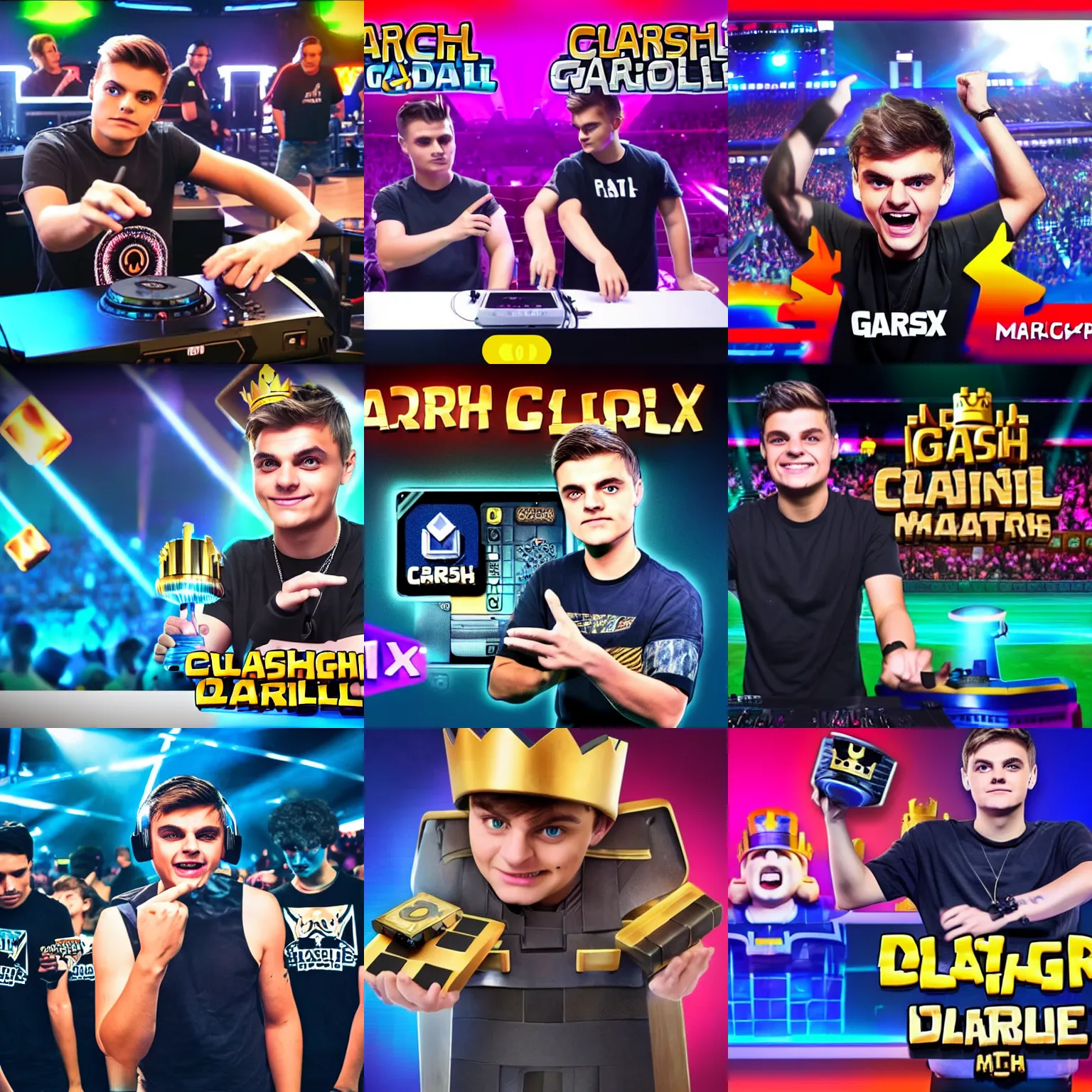 Prompt: martin garrix dj on clash royale match losing