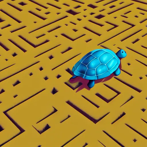 Prompt: Goro Fujita ilustration aerial view of a turtle walking through a maze of round colored stones, painting by Goro Fujita, sharp focus, highly detailed, ArtStation