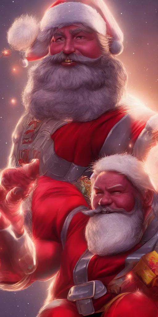 Image similar to Santa Claus is Thanos, hyperdetailed, artstation, cgsociety, 8k